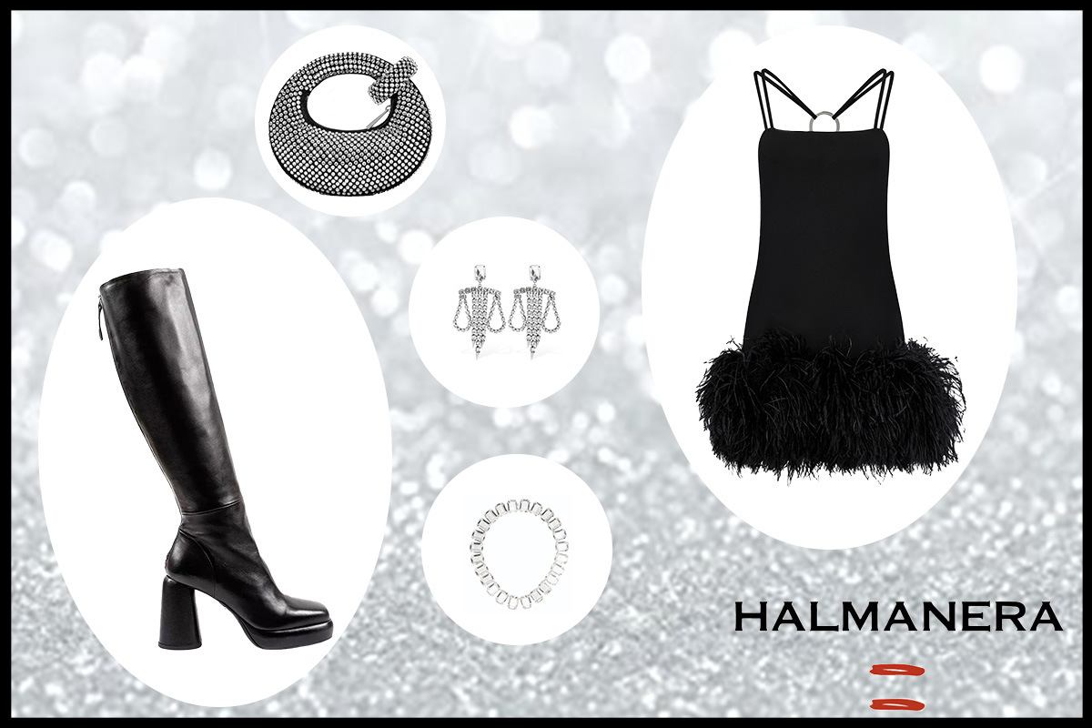 halmanera capodanno new year's eve total black scarope da donna women footswear